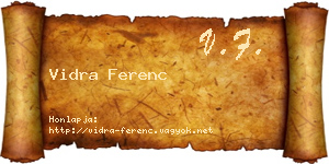 Vidra Ferenc névjegykártya